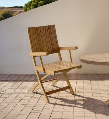 GARDEN - Folding teak garden armchair 55 x 50 x 90