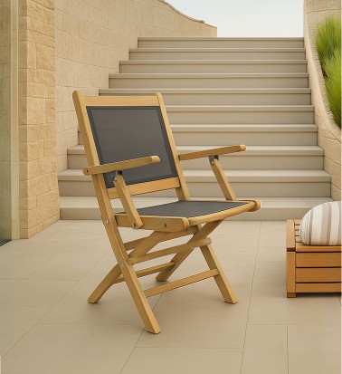 GARDEN - Set of 2 foldable garden armchairs in teak 55 x 60 x 90
