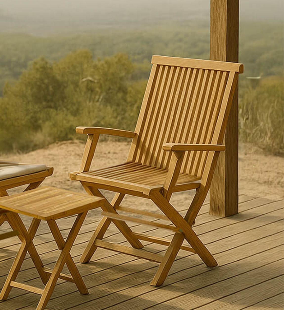 GARDEN - Folding teak garden chair 55 x 60 x 90
