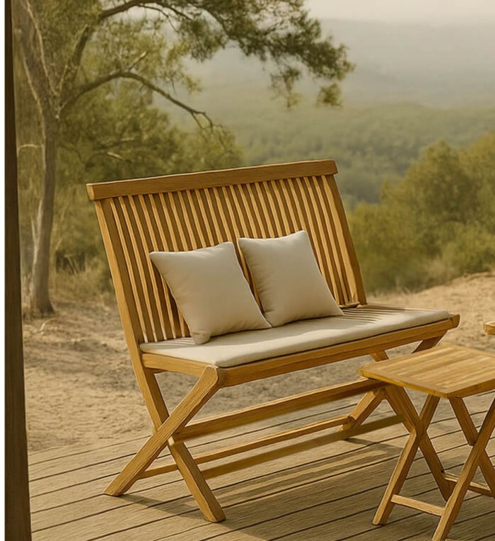 JARDIN - Banc de jardin pliable en teck 100 x 60 x 90
