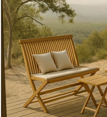 GARDEN - Folding teak garden bench 100 x 60 x 90