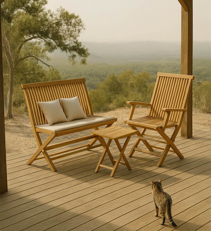 GARDEN - Folding teak garden table 70 x 70 x 75