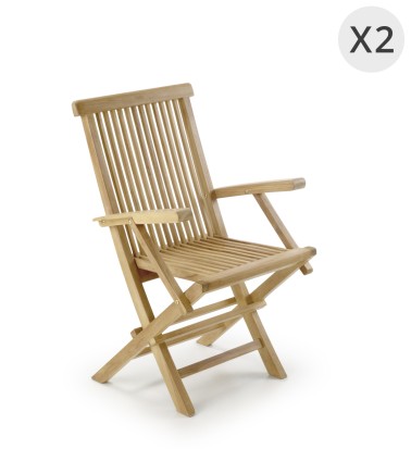 JARDIN - Set de 2 sillones de jardín plegable de teca 55 x  60 x 90