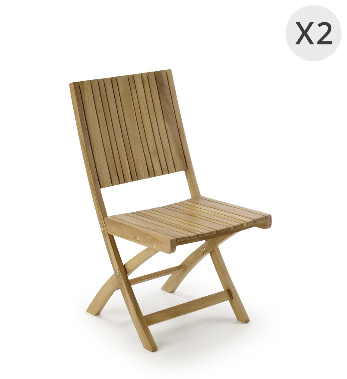 JARDIN - Set de 2 sillas de jardín plegable de teca 45 x 45 x 90