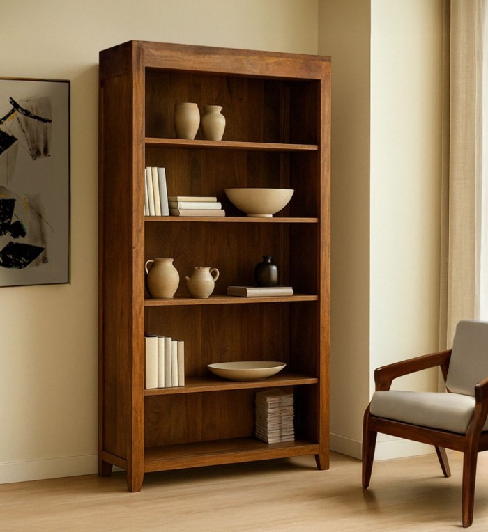 ASPEN - Libreria in mango con 5 ripiani 90 x 35 x 190