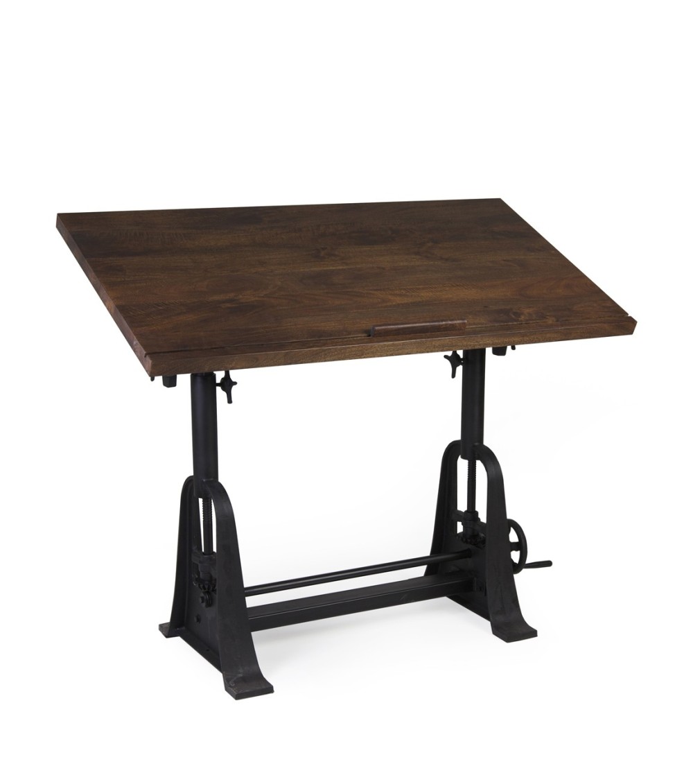 PIPA - Mango and iron architect table 130 x 70 x 77-104