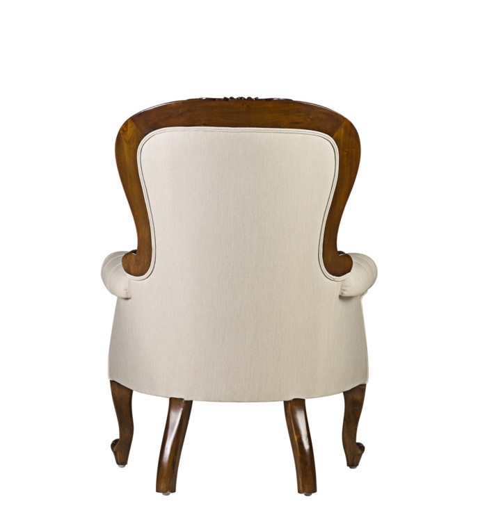 VINTAGE - Mahogany armchair with beige fabric 76 x 75 x 107