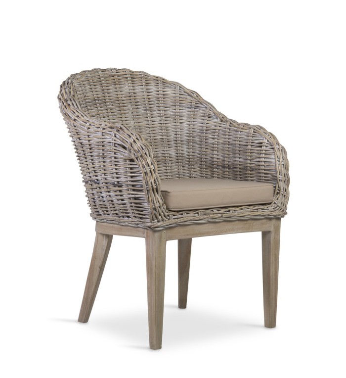 RATTAN - Poltrona in mindi e rattan con cuscino 68 x 66 x 88