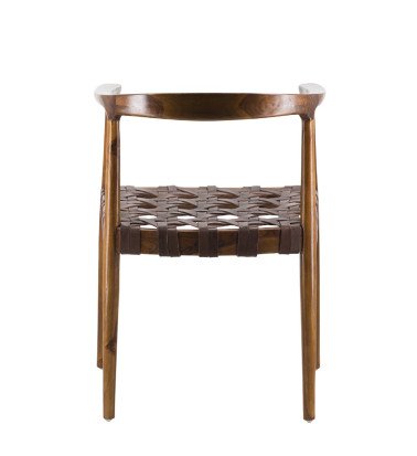 TETUAN - Teak and leather armchair 55 x 50 x 75