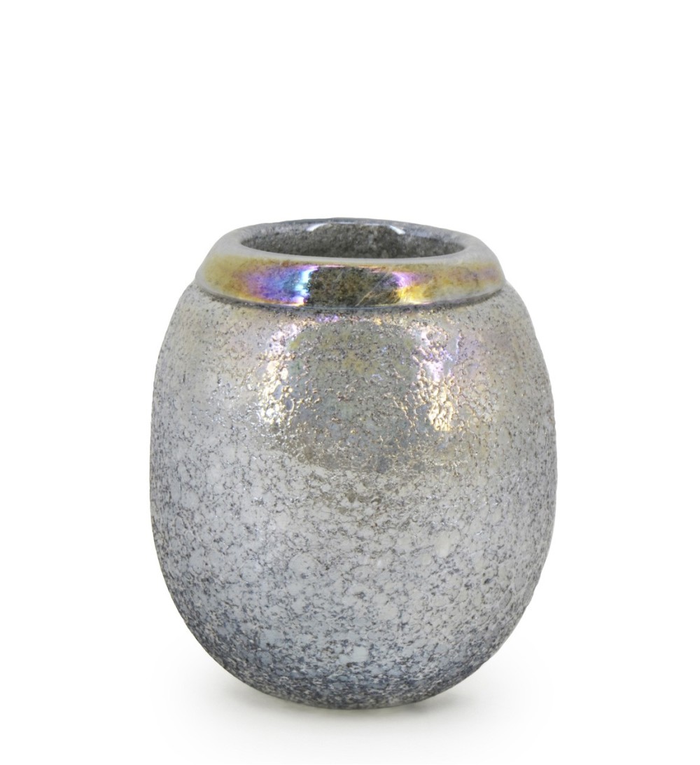 ATLANTIS - VASO DE VIDRO COR CINZA 18 x 18 x 20