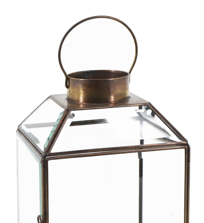 BISEL - Bevelled transparent glass candle holder 15 x 15 x 20