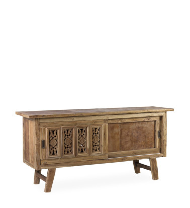 Buffet aus recyceltem Teakholz mit Schnitzerei 183 x 48 x 83