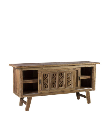 Buffet aus recyceltem Teakholz mit Schnitzerei 183 x 48 x 83