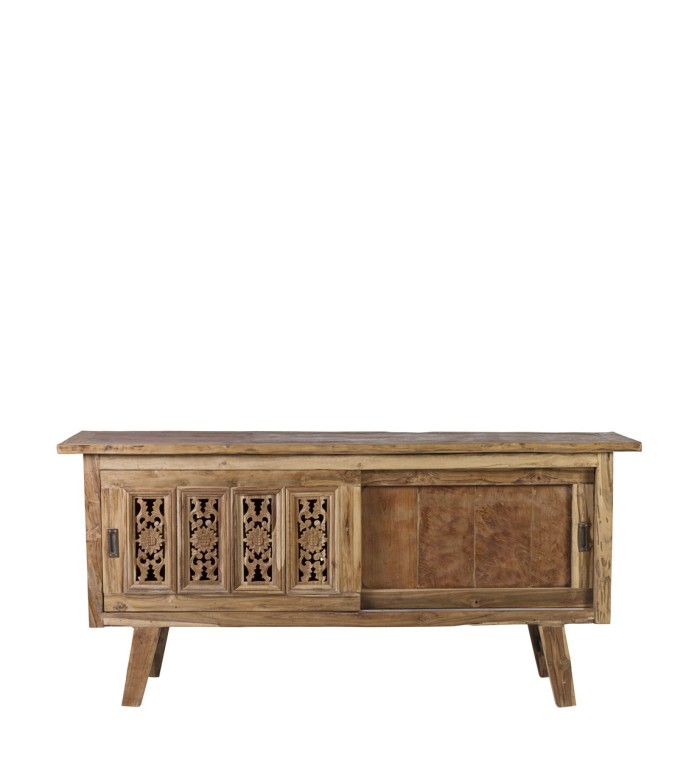 Buffet aus recyceltem Teakholz mit Schnitzerei 183 x 48 x 83