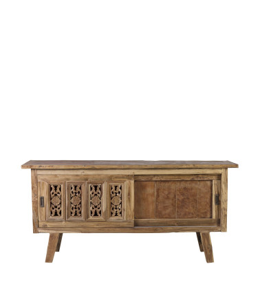 Buffet aus recyceltem Teakholz mit Schnitzerei 183 x 48 x 83