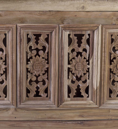 Bufet de teca reciclada con talla 183 x 48 x 83