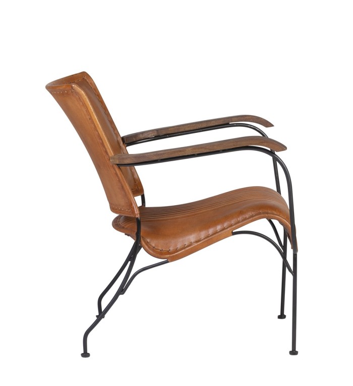 BOSTON - Iron and leather armchair 68 x 76 x 75