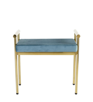 BERLIN - Blue fabric and steel bench 60 x 40 x 56