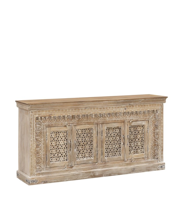 ALHAMBRA - Buffet en manguier avec 4 portes 180 x 45 x 90