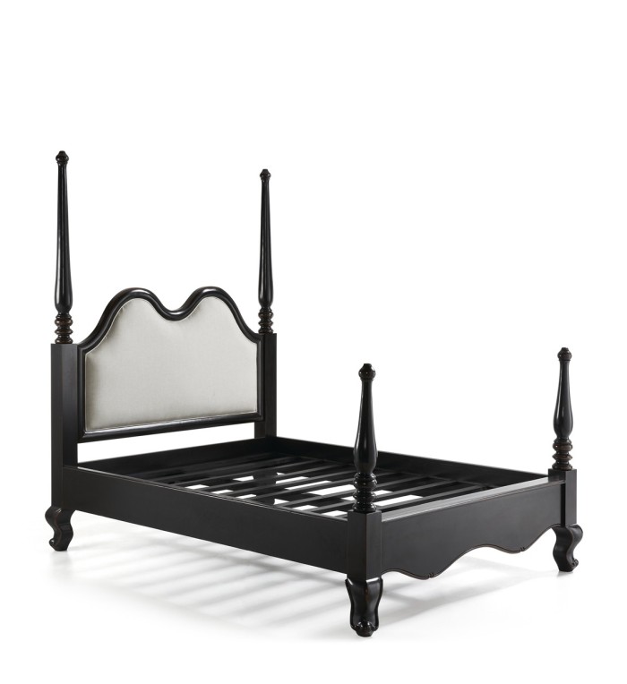 VINTAGE - Schwarzes Mahagoni-Bett 160 x 215 x 208