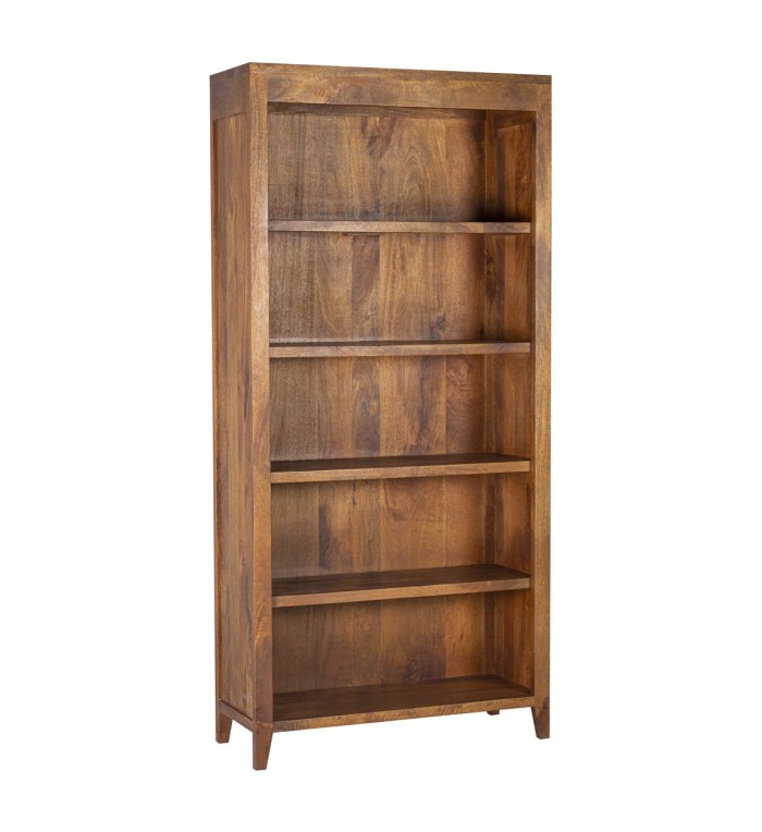 ASPEN - Mango bookcase with 5 shelves 90 x 35 x 190