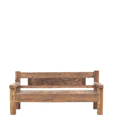 Recycled teak train track-style bench 208 x 80 x 95