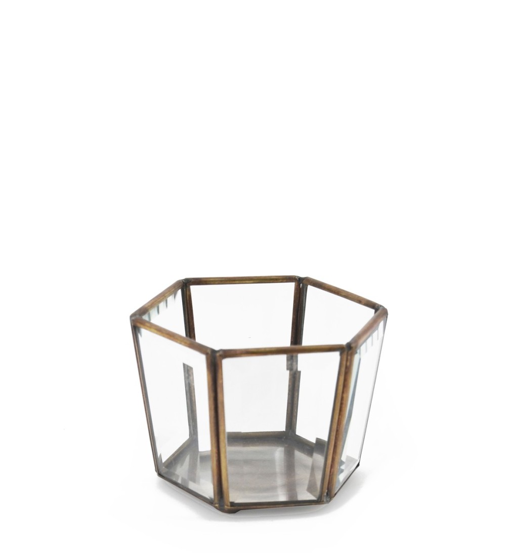 BISEL - Hexagonal candle holder 11 x 9 x 8