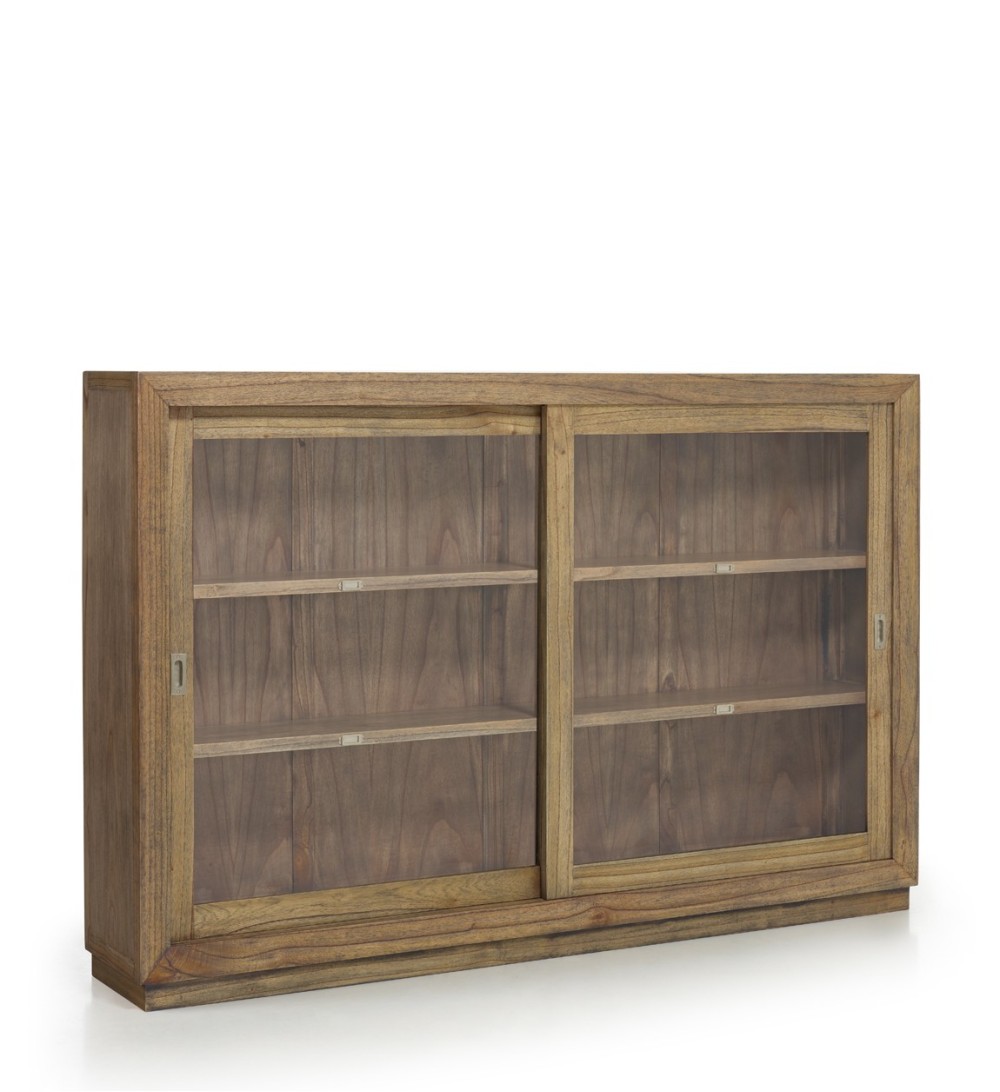 MERAPI - Vitrina en mindi con puertas correderas 200 x 40 x 132