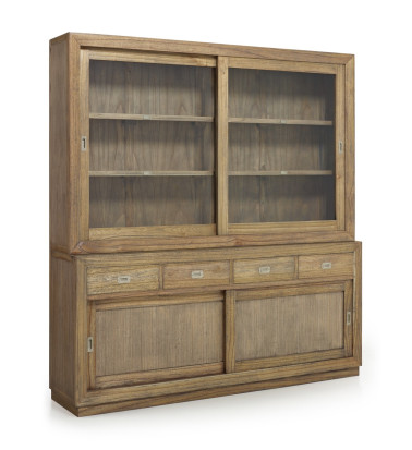 MERAPI - Vitrina en mindi con puertas correderas 200 x 40 x 132