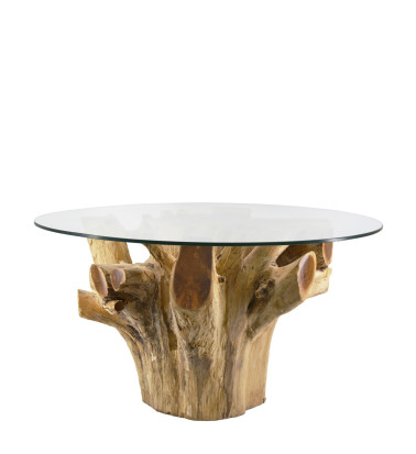 Bleached teak root center table 80 x 80 x 45