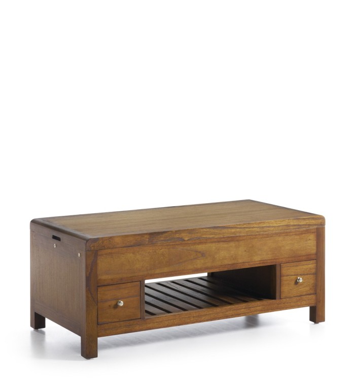FLASH - Mesa de centro elevable en mindi 110 x 55 x 45-65