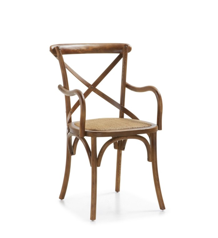 PARIS - Oak and rattan armchair 50 x 43 x 90