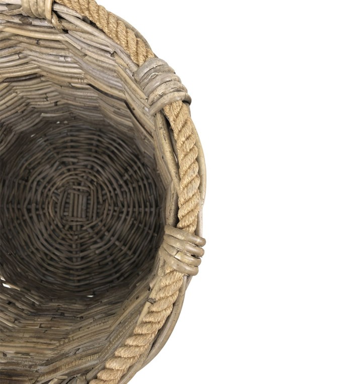 Set of 3 rattan and rope baskets 40 x 40 x 40 / 32 x 32 x 34 / 22 x 22 x 25