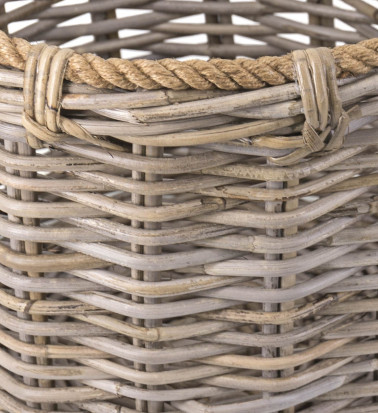 Set of 3 rattan and rope baskets 40 x 40 x 32 / 32 x 32 x 25 / 22 x 22 x 18