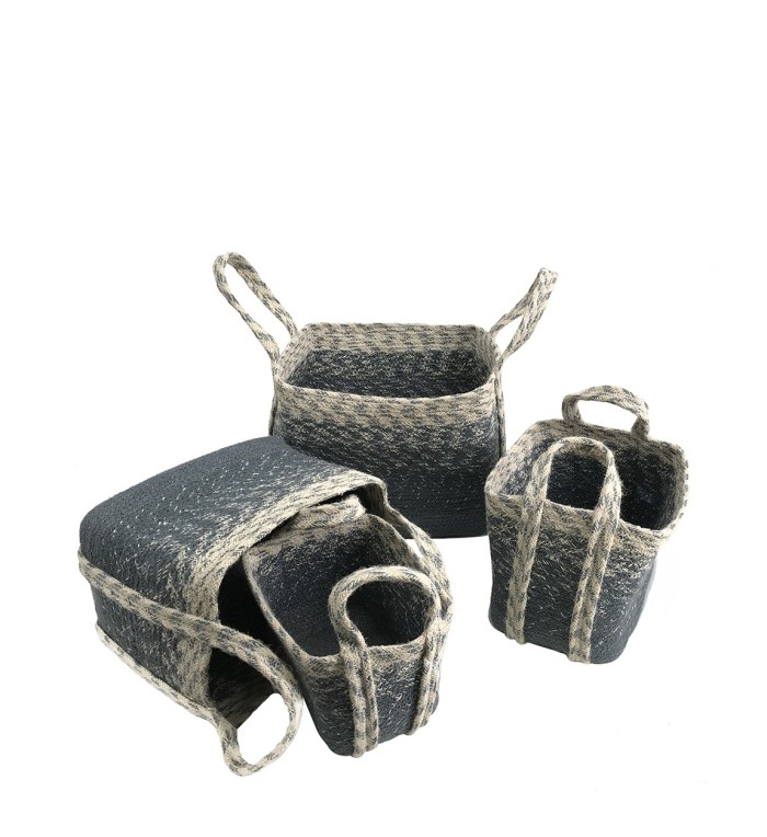 Set de 4 paniers rectangulaires en jute 30 x 22 x 24 / 27 x 19 x 20 / 24 x 16 x 18 / 20 x 13 x 15