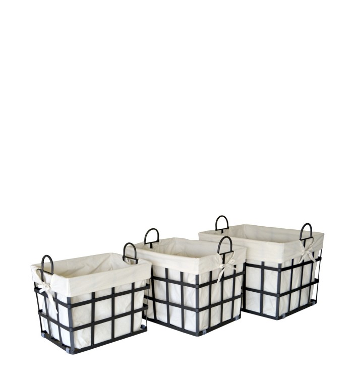 Set of 3 metal laundry baskets 50 x 40 x 40 / 45 x 35 x 38 / 40 x 30 x 35