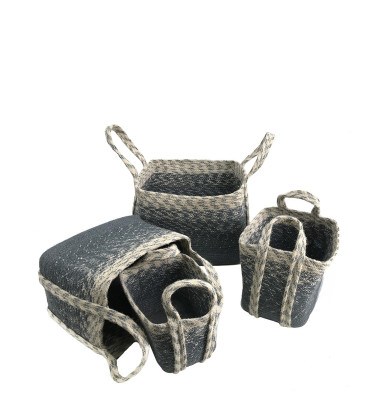 Set of 4 rectangular jute baskets 30 x 22 x 24 / 27 x 19 x 20 / 24 x 16 x 18 / 20 x 13 x 15