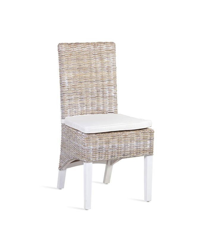 RATTAN - Chaise en mindi et rotin avec coussin 47 x 57 x 97