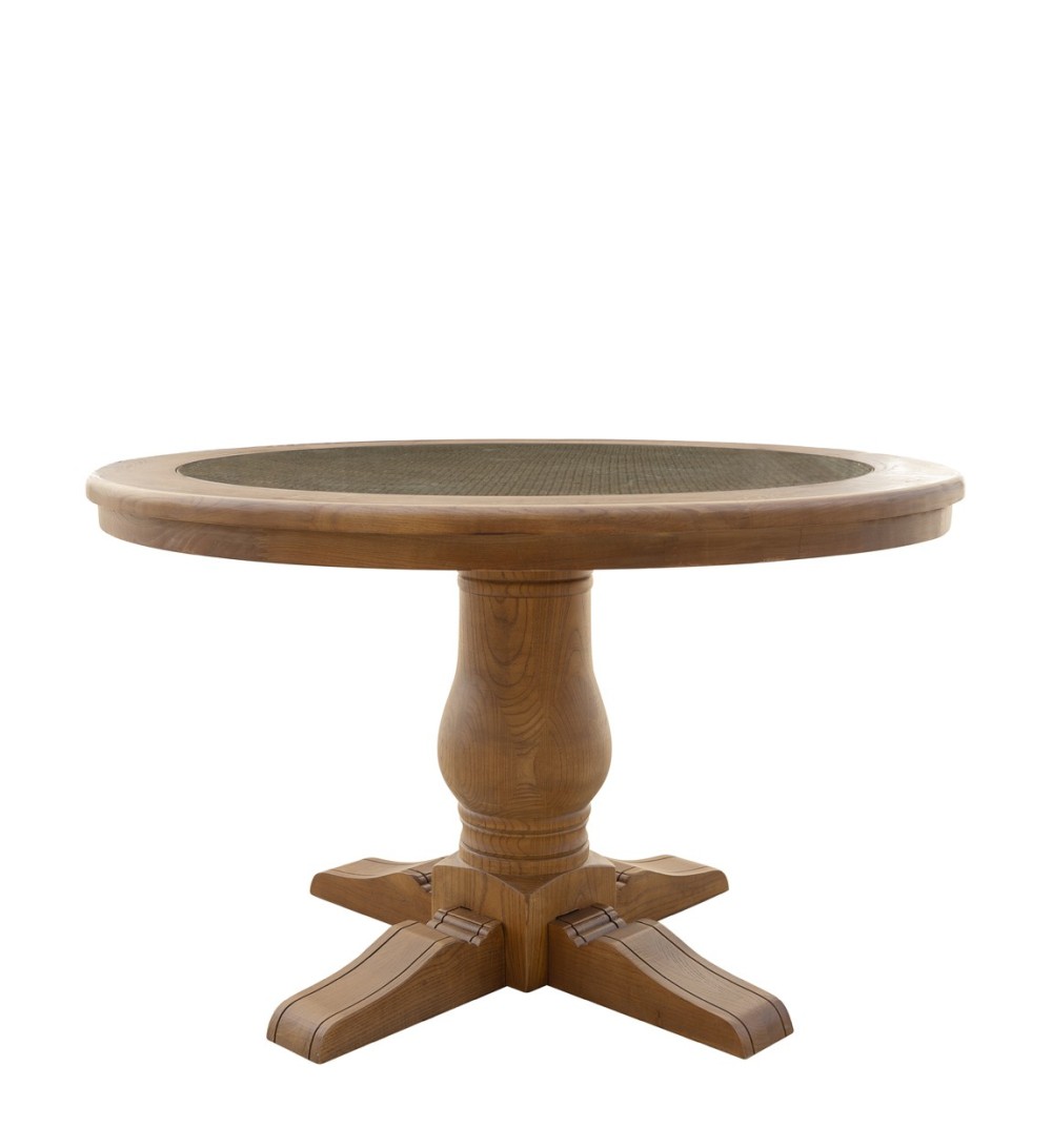 MANILA - Oak and rattan dining table 120 x 120 x 76