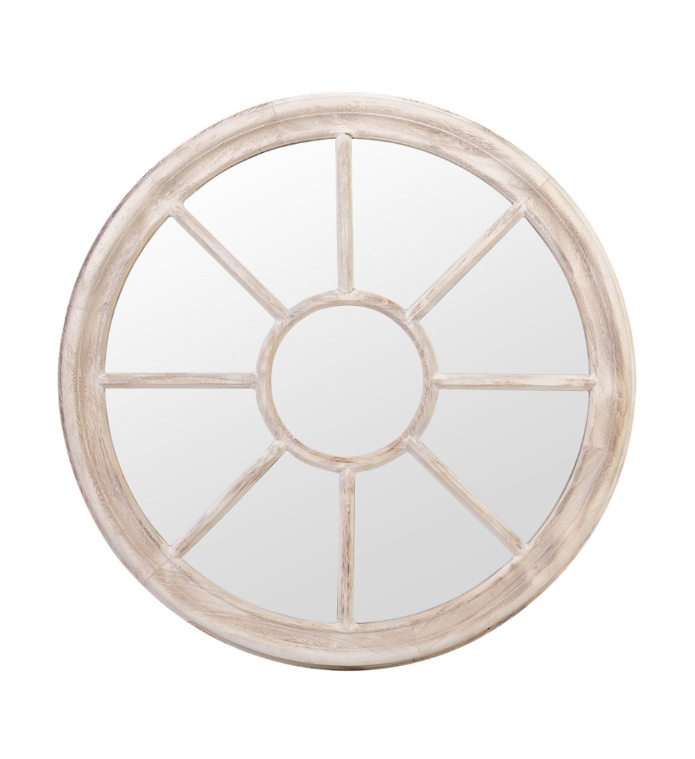 DAKOTA - Espejo de madera blanqueada 75 x 6 x 75