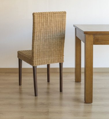 RATTAN - Mahogany and rattan chair 45 x 47 x 100