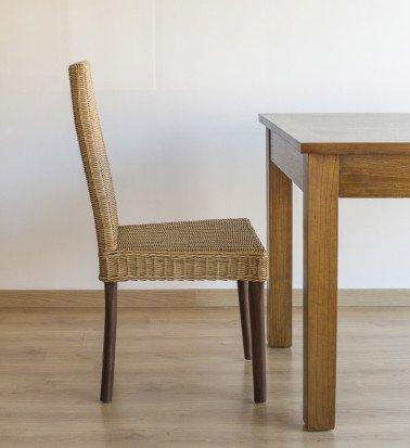 RATTAN - Mahogany and rattan chair 45 x 47 x 100