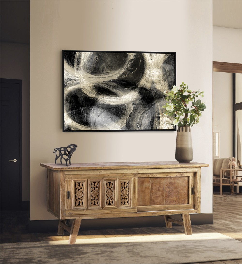 Bufet de teca reciclada con talla 183 x 48 x 83