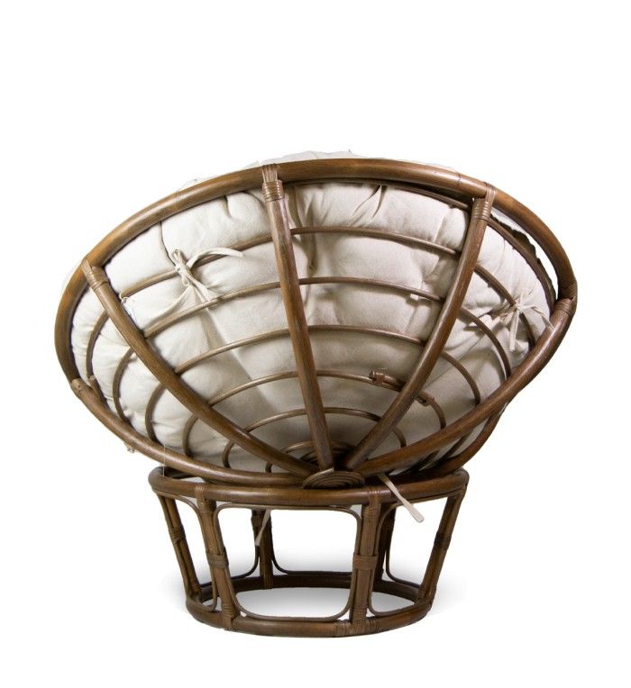 RATTAN - Papasan rattan armchair with cushion 100 x 100 x 75