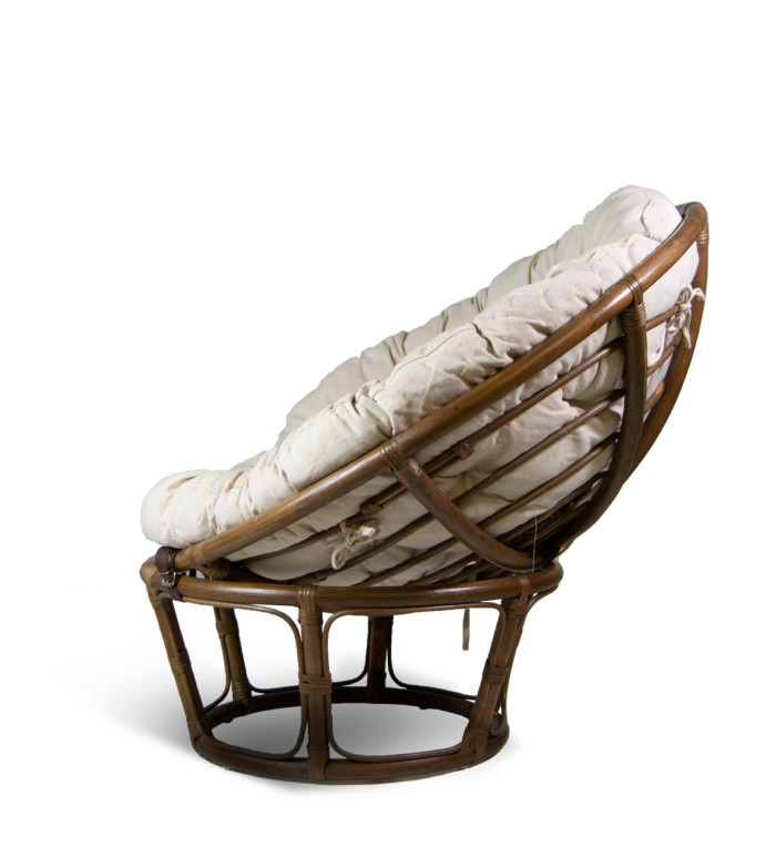 RATTAN - Papasan rattan armchair with cushion 100 x 100 x 75