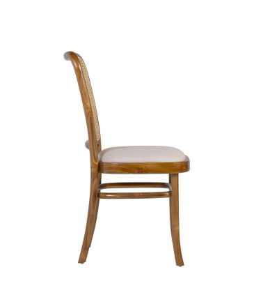 Teak and rattan upholstered chair 45 x 53 x 86