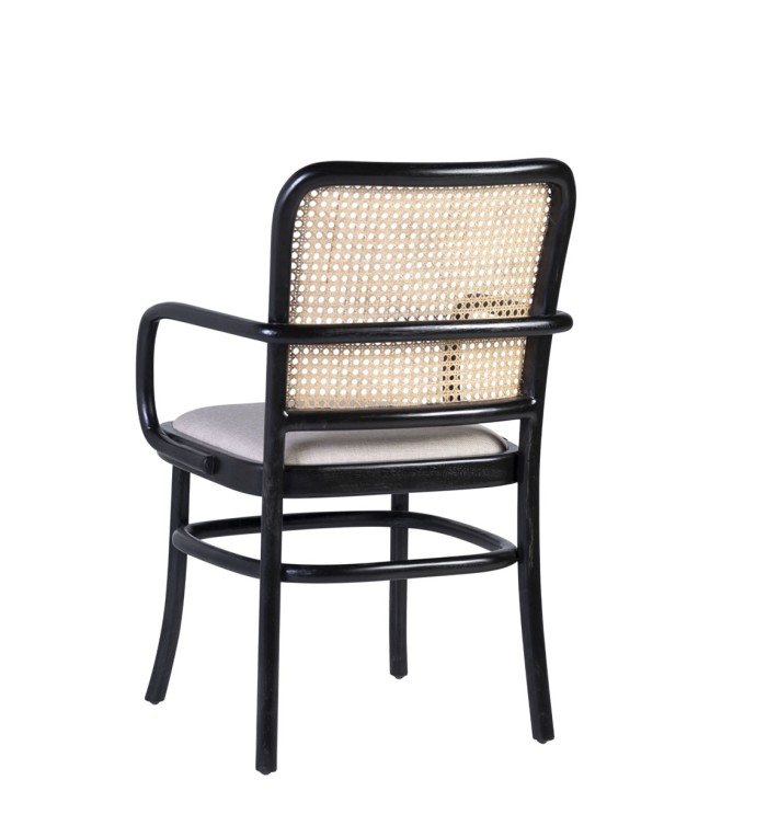 Teak and Rattan Upholstered armchair  56 x 59 x 87