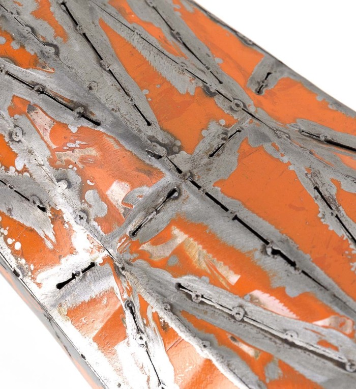 Dog figure in silver and orange 65 x 19 x 60