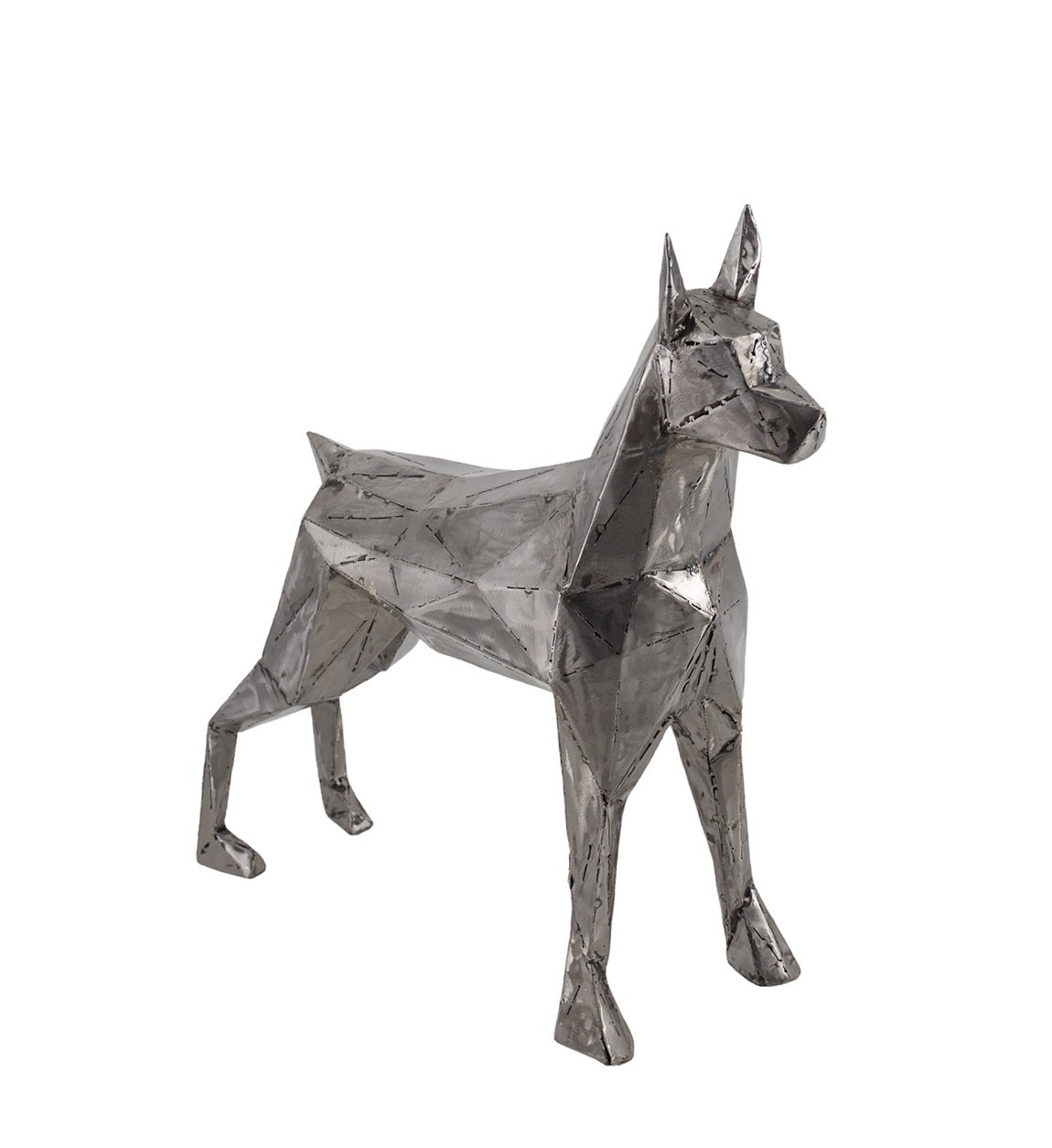 Figura di cane in metallo, colore metallo 65 x 19 x 60