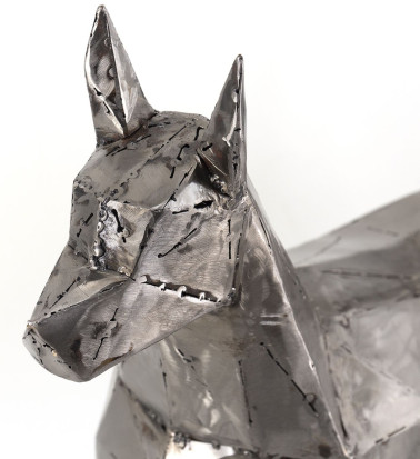 Figura di cane in metallo, colore metallo 65 x 19 x 60